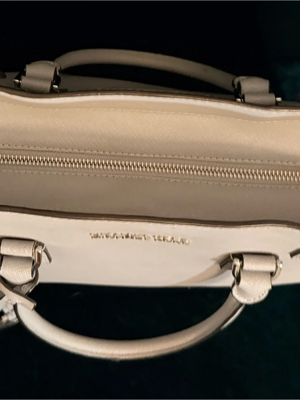 Michael Kors Grey Saffiano Leather Satchel with MK Charm
